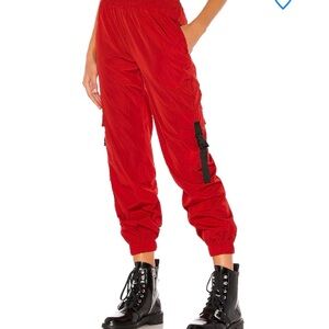 Superdown Jorja Windbreaker Joggers Red Ripstop Cargo Pockets Size XS